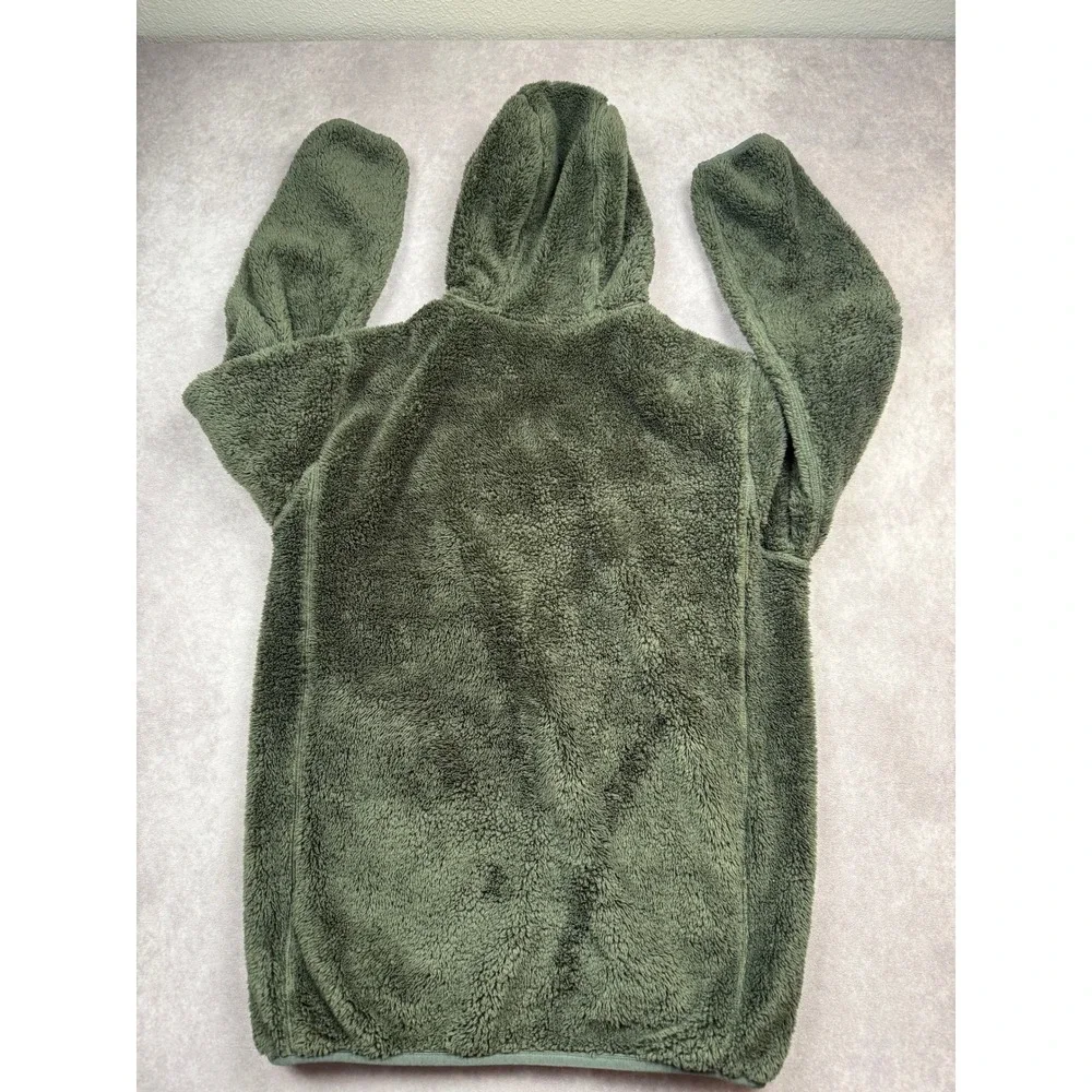 Roark Men M Sherpa Fleece Full Zip Hoodie Olive Green Camo Pocket Jacket Outdoor